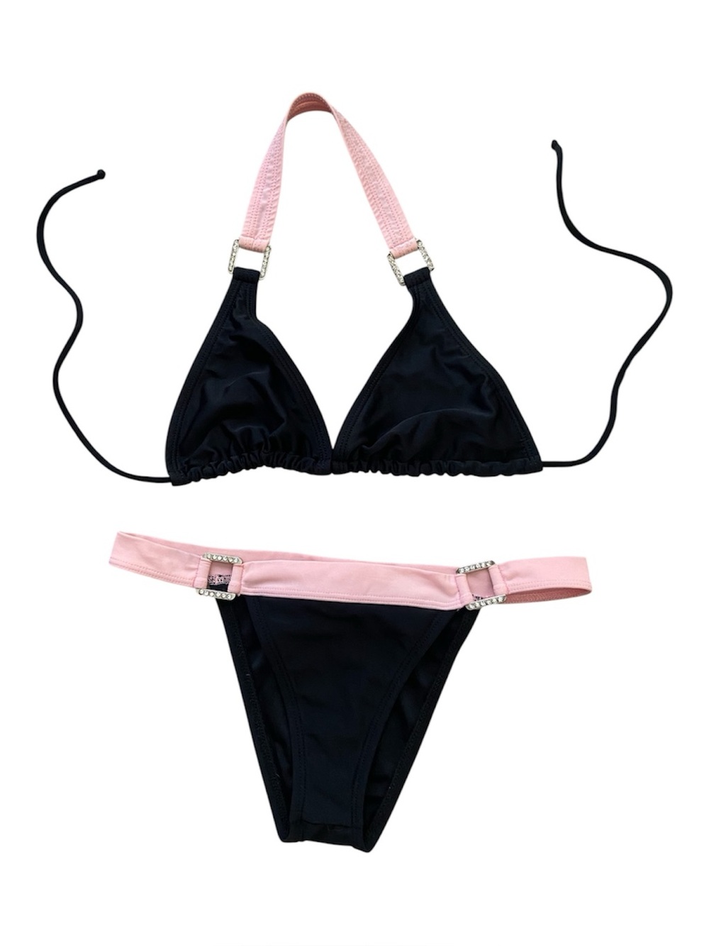 Black and Pink Two-Piece Bikini Set